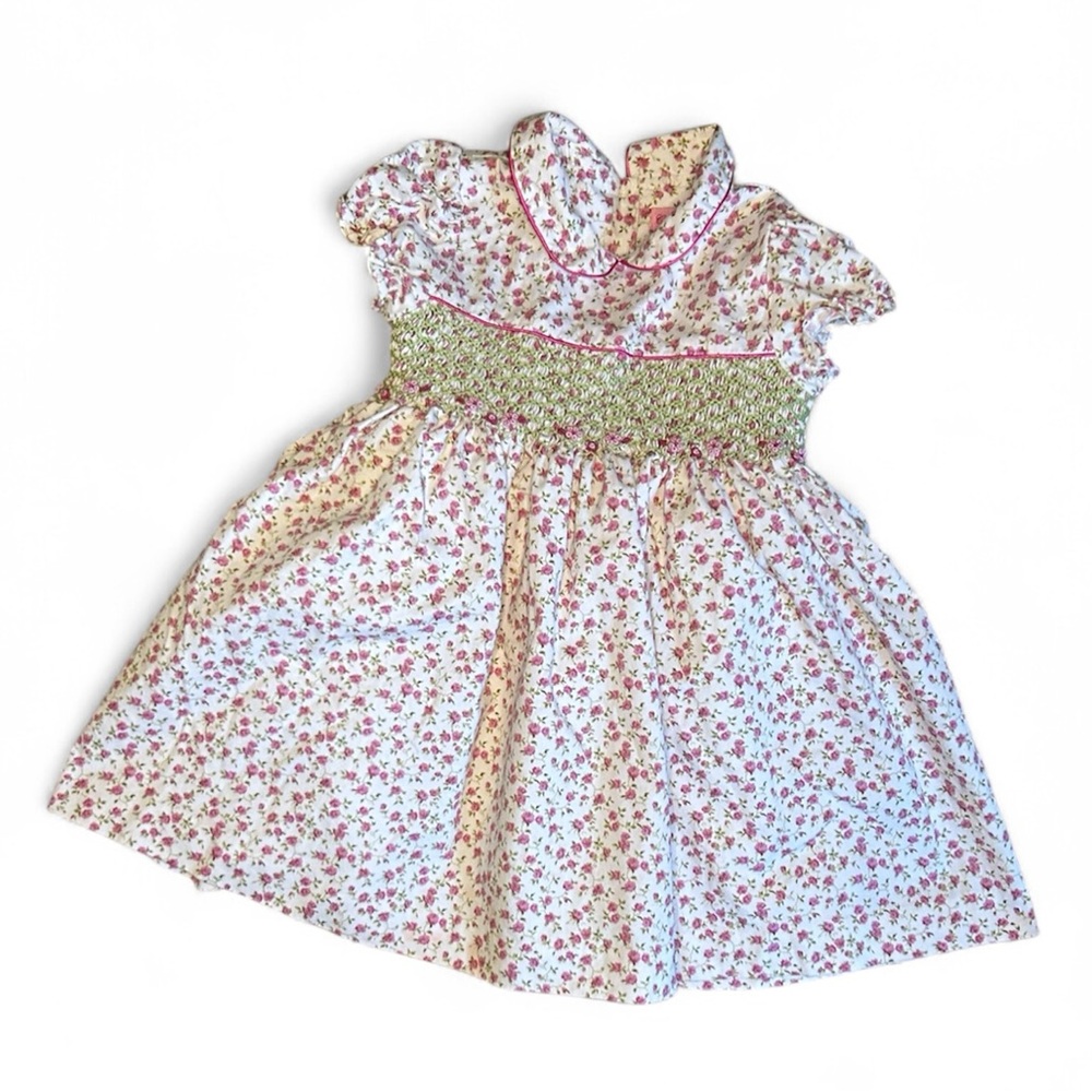 2Y Floral Embroidered Collar dress with tie back bow